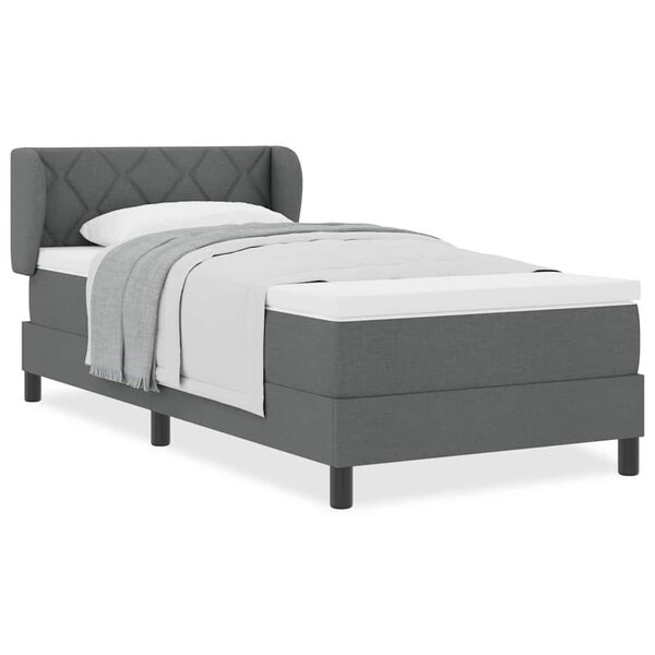 vidaXL Κρεβάτι box spring με στρώμα Σκούρο γκρι 100 x 200 cm ύφασμα