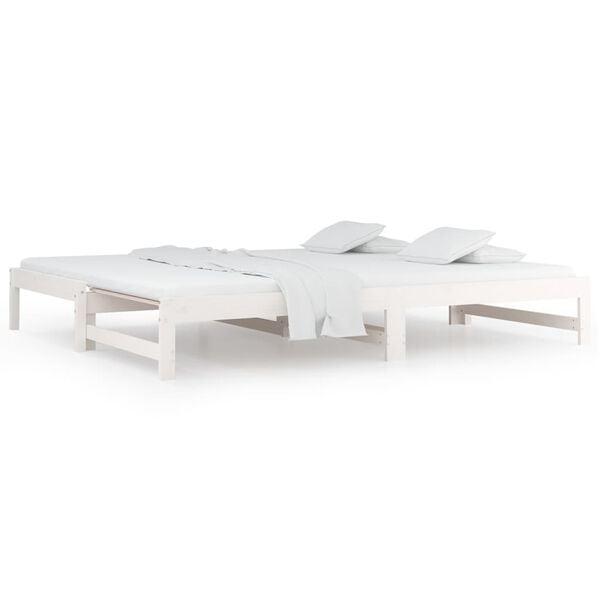 vidaXL Καναπές Κρεβάτι Συρόμενος Λευκός 2x(90x200) εκ. Μασίφ Πεύκο