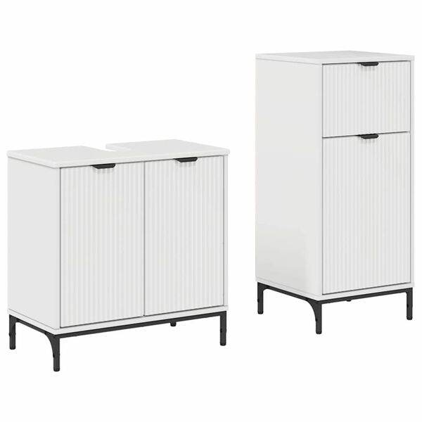 vidaXL Σετ Επίπλων Μπάνιου 2 pcs Γυαλιστερό λευκό 39.5 x 36 x 88 εκ