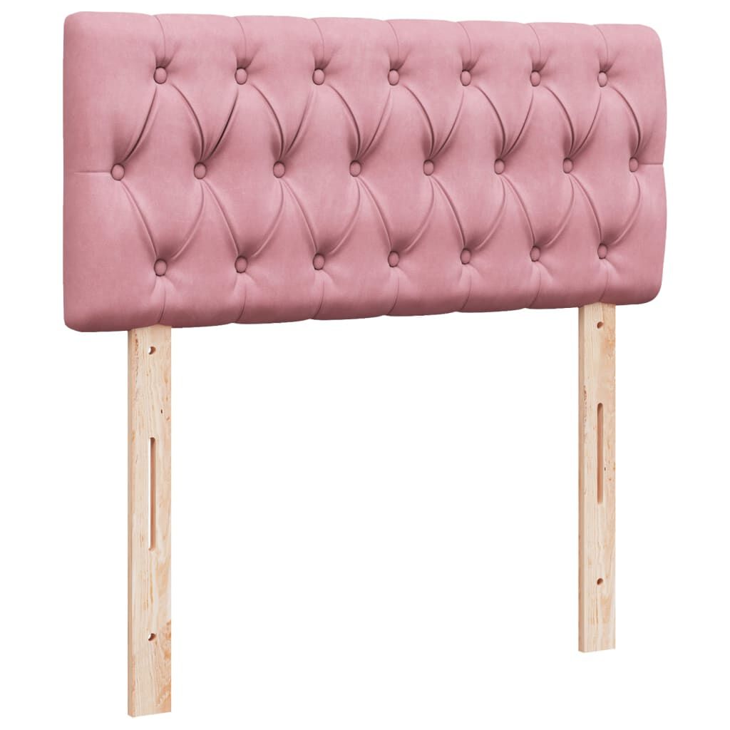 vidaXL Κρεβάτι Boxspring με Στρώμα Ροζ 90x190 εκ. Βελούδινο