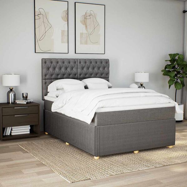 vidaXL &Kappa;&rho;&epsilon;&beta;ά&tau;&iota; Boxspring &mu;&epsilon; &Sigma;&tau;&rho;ώ&mu;&alpha; Taupe 160x200 &epsilon;&kappa;. &Upsilon;&phi;&alpha;&sigma;&mu;ά&tau;&iota;&nu;&omicron;