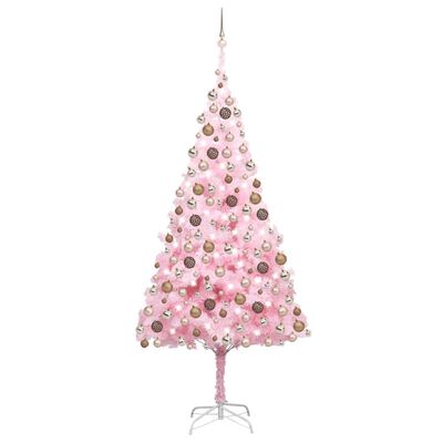 vidaXL Χριστουγεν. Δέντρο Προφωτισμένο Τεχνητό Μπάλες Ροζ 240εκ