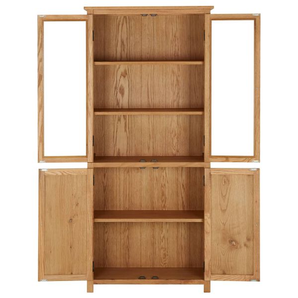 vidaXL Βιβλιοθήκη με 4 Πόρτες 80x35x180 εκ. Μασίφ Ξύλο Δρυός και Γυαλί