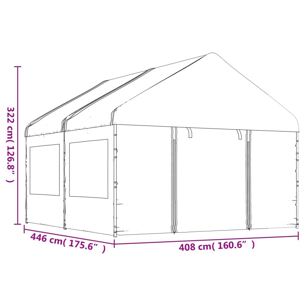 vidaXL Κιόσκι με Τέντα Λευκό 4,46 x 4,08 x 3,22 μ. από Πολυαιθυλένιο
