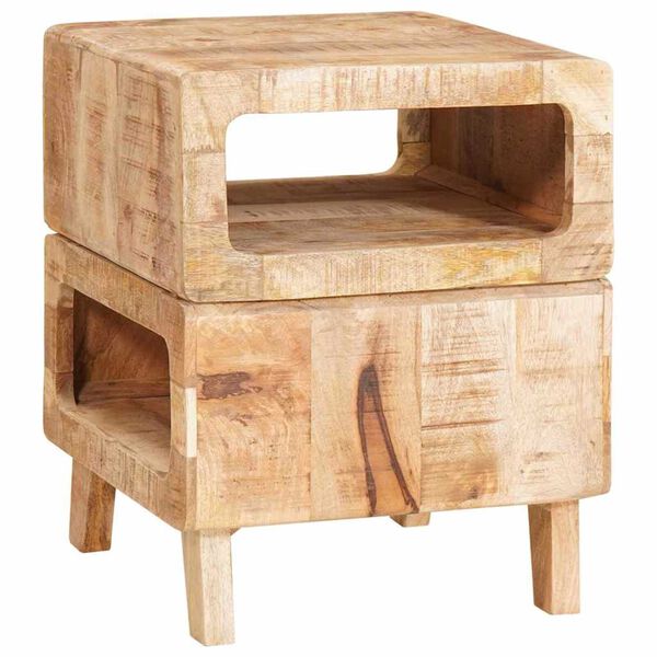 vidaXL Τραπέζια άκρης με ράφι Καφέ 40 x 40 x 49 εκ Μασίφ ξύλο μάνγκο