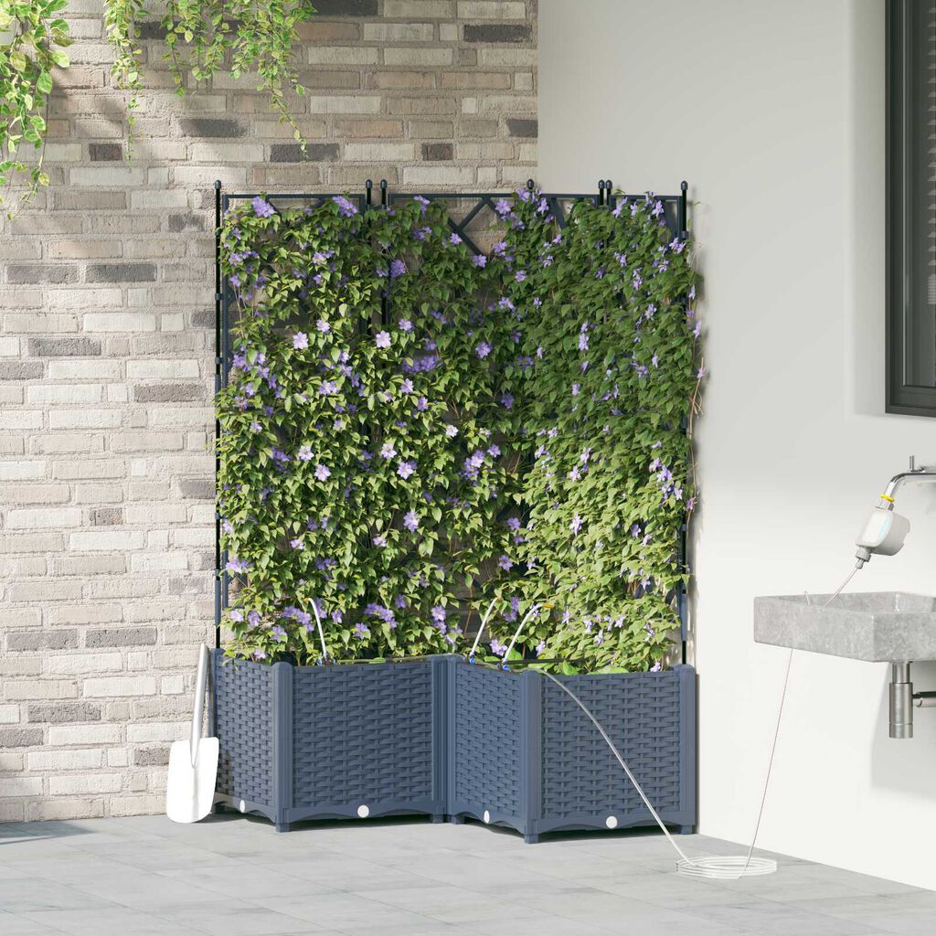 vidaXL Ζαρντινιέρες κήπου Γκρι 80 x 80 x 142 cm Ατσάλι