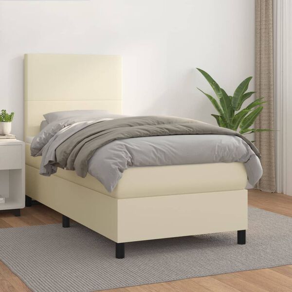 vidaXL &Kappa;&rho;&epsilon;&beta;ά&tau;&iota; Boxspring &mu;&epsilon; &Sigma;&tau;&rho;ώ&mu;&alpha; &Kappa;&rho;&epsilon;&mu; 90x190 &epsilon;&kappa;. &alpha;&pi;ό &Sigma;&upsilon;&nu;&theta;&epsilon;&tau;&iota;&kappa;ό &Delta;έ&rho;&mu;&alpha;