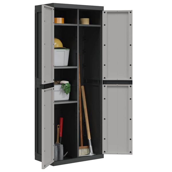 vidaXL Ντουλάπι Αποθ. Εξ. Χώρου Γκρι/Μαύρο 65x37x165εκ. Πολυπροπυλένιο