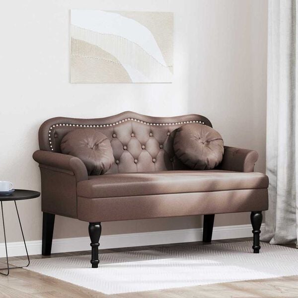 vidaXL Καναπές Chesterfield Καφέ 120,5 x 65 x 75 εκ. Τεχνητό Δέρμα