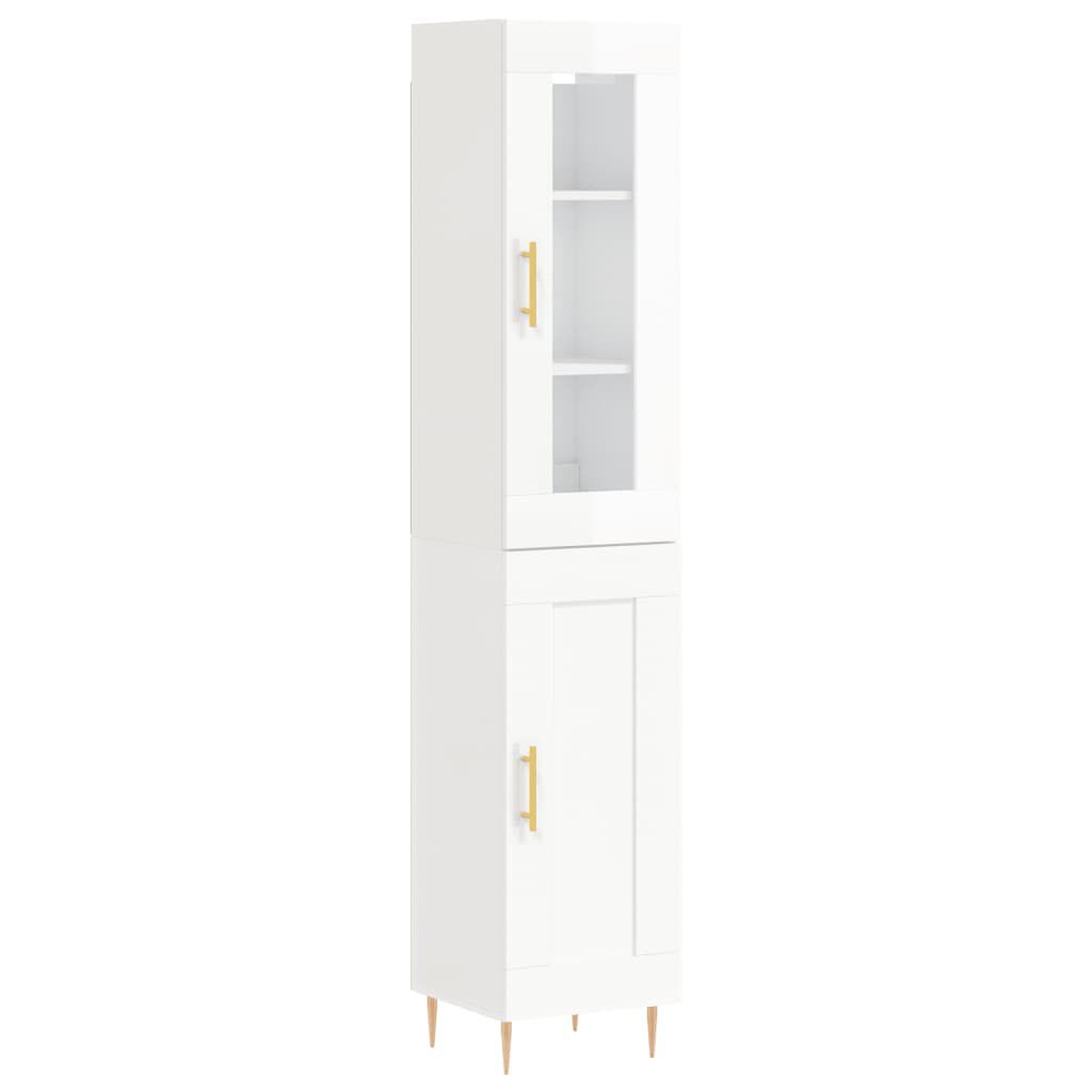 vidaXL Ντουλάπι Γυαλ. Λευκό 34,5 x 34 x 180 εκ. από Επεξεργασμένο Ξύλο