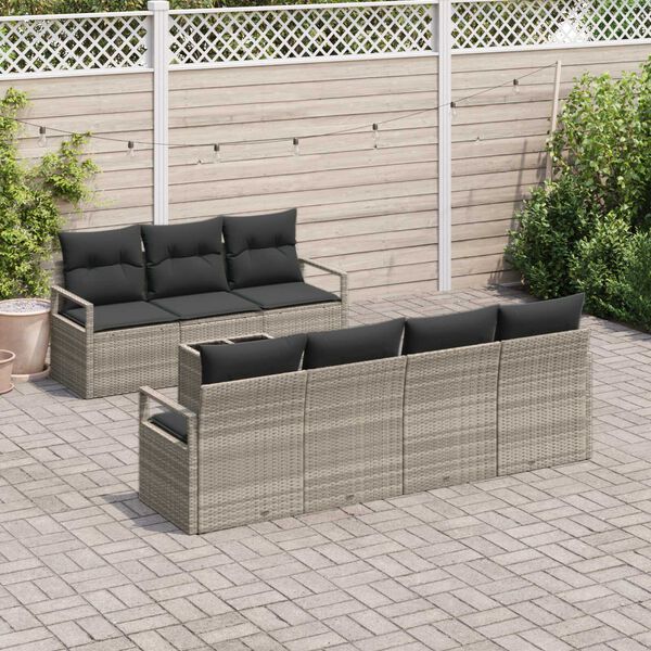 vidaXL Σετ Καναπέ Κήπου με μαξιλάρι 8 pcs Ανοιχτό Γκρι και Σκούρο Γκρι