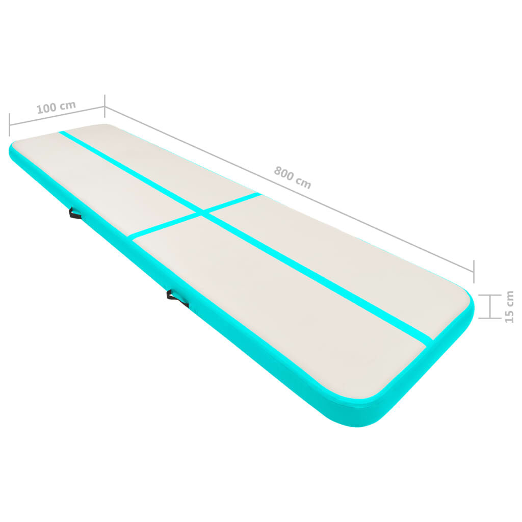 vidaXL Στρώμα Ενόργανης Φουσκωτό Πράσινο 800x100x15 εκ. PVC με Τρόμπα