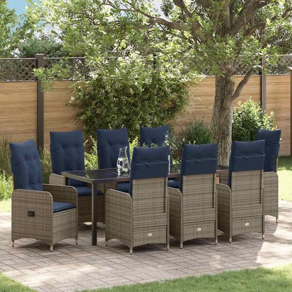 vidaXL &Sigma;έ&tau; &phi;&alpha;&gamma;&eta;&tau;&omicron;ύ &gamma;&iota;&alpha; &kappa;ή&pi;&omicron; &mu;&epsilon; &mu;&alpha;&xi;&iota;&lambda;ά&rho;&iota; 9 pcs &Mu;&alpha;ύ&rho;&omicron; &Pi;&omicron;&lambda;&upsilon; &rho;ά&tau;&alpha;&nu;