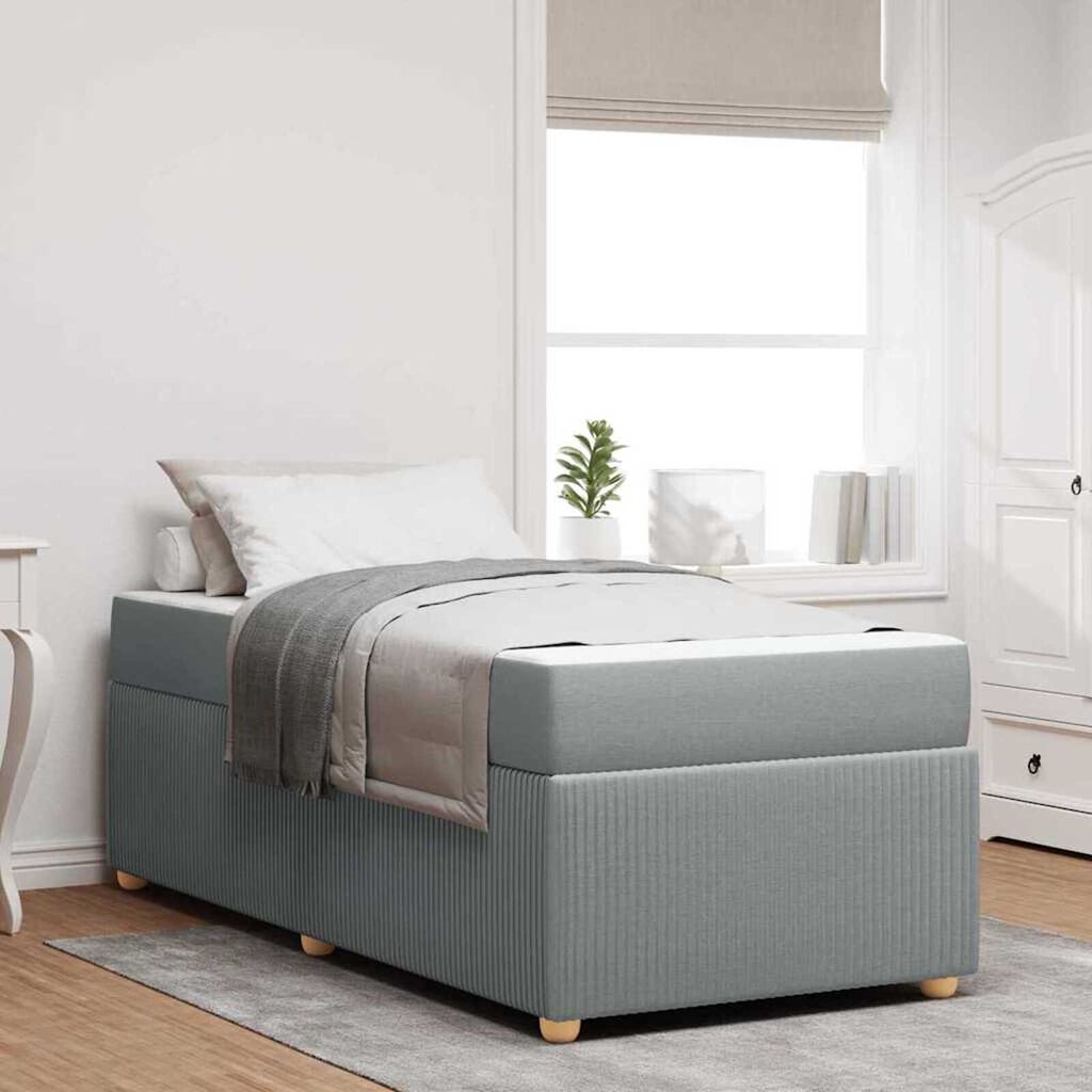 vidaXL Σκελετός Κρεβατιού Άλλο Ανοιχτό γκρι 90 x 190 cm ύφασμα