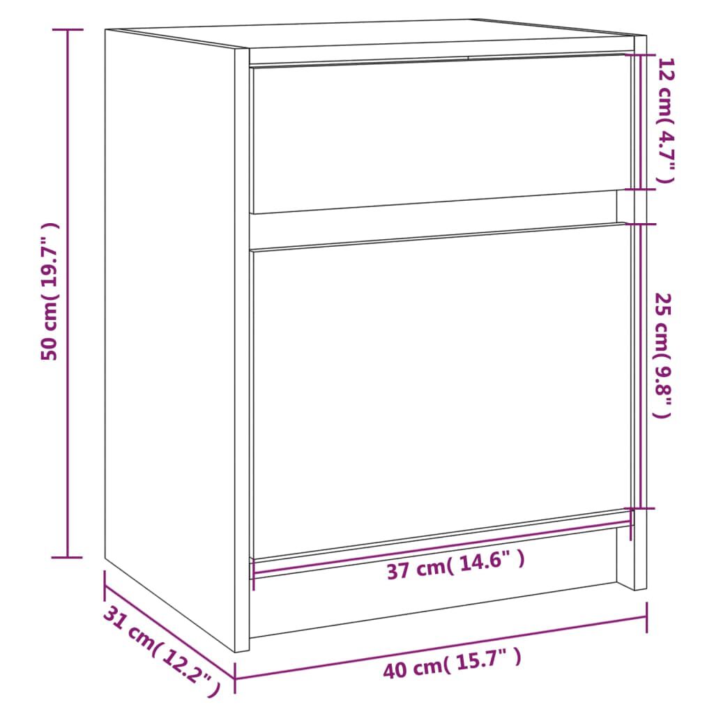 vidaXL Κομοδίνα 2 Τεμ. 40 x 31 x 50 εκ. από Μασίφ Ξύλο Πεύκου