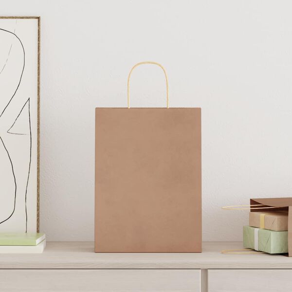 vidaXL Χάρτινες σακούλες 50 τεμάχια με χερούλια Καφέ 26x12x35 εκ.