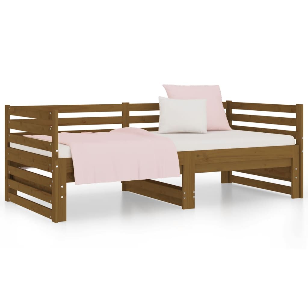 vidaXL Καναπές Κρεβάτι Συρόμενος Μελί 2x(90x190) εκ. Μασίφ Ξύλο Πεύκου