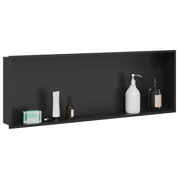vidaXL Νίτσα Μπάνιου Μαύρο 90 x 30 x 9.5 εκ. Ανοξείδωτο ατσάλι