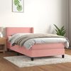 vidaXL Κρεβάτι Boxspring με Στρώμα Ροζ 90x190 εκ. Βελούδινο