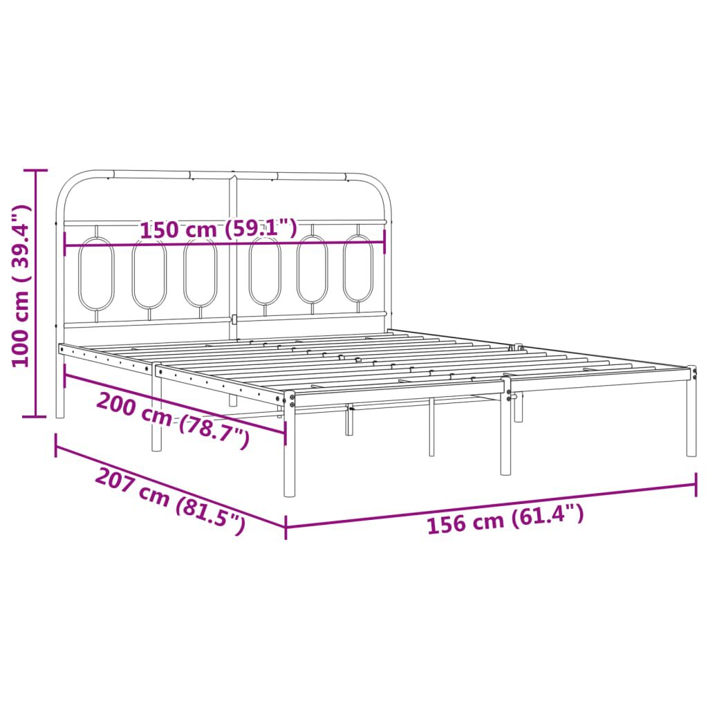 vidaXL Πλαίσιο Κρεβατιού με Κεφαλάρι Λευκό 150 x 200 εκ. Μεταλλικό
