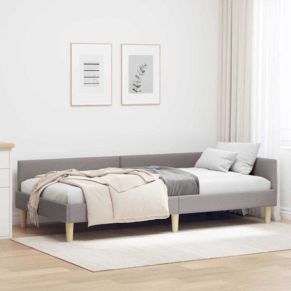 vidaXL Κρεβάτι Γωνίας με κεφαλάρι Taupe 90 x 200 cm ύφασμα