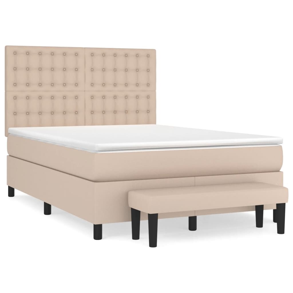vidaXL Κρεβάτι Boxspring με Στρώμα Καπουτσίνο 140x200εκ.από Συνθ.Δέρμα