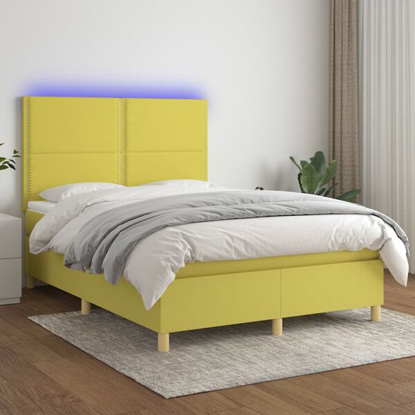vidaXL &Kappa;&rho;&epsilon;&beta;ά&tau;&iota; Boxspring &mu;&epsilon; &Sigma;&tau;&rho;ώ&mu;&alpha; & LED &Pi;&rho;ά&sigma;&iota;&nu;&omicron; 140x200 &epsilon;&kappa; &Upsilon;&phi;&alpha;&sigma;&mu;ά&tau;&iota;&nu;&omicron;