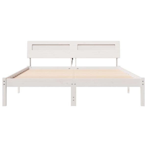 vidaXL Σκελετός Κρεβατιού Λευκό 160 x 200 cm Μασίφ ξύλο πεύκου