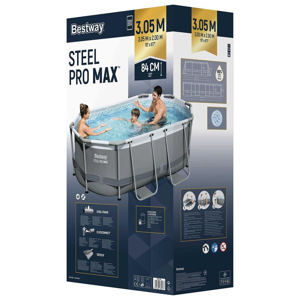 Bestway Steel Pro Max Υπόγεια Πισίνα Οβάλ 305x200x84 εκ