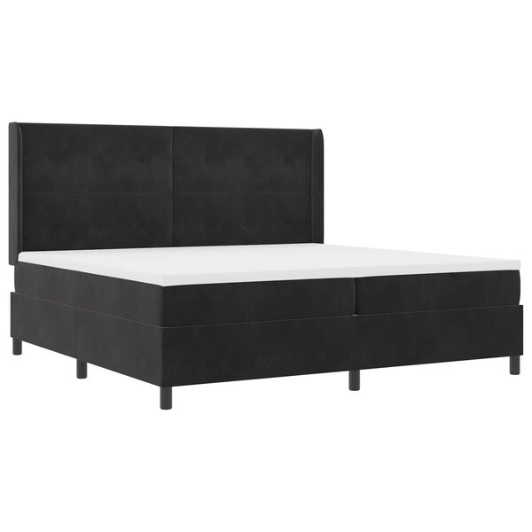 κρεβάτι Box Spring vidaXL με στρώμα Μαύρο 200x200 εκ Βελούδο