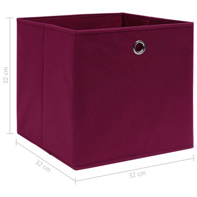 vidaXL Κουτιά Αποθήκευσης 4 τεμ. Κόκκινα 32 x 32 x 32 εκ. Υφασμάτινα