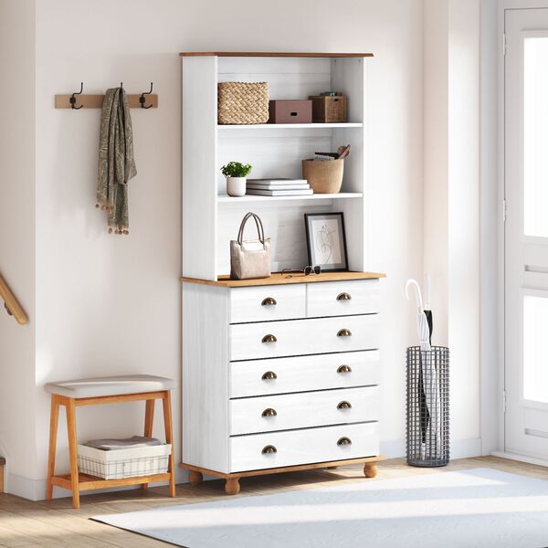 vidaXL Μπουφές “ASKIM” Λευκός 91x40x199.5 cm Μασίφ Ξύλο Πεύκου