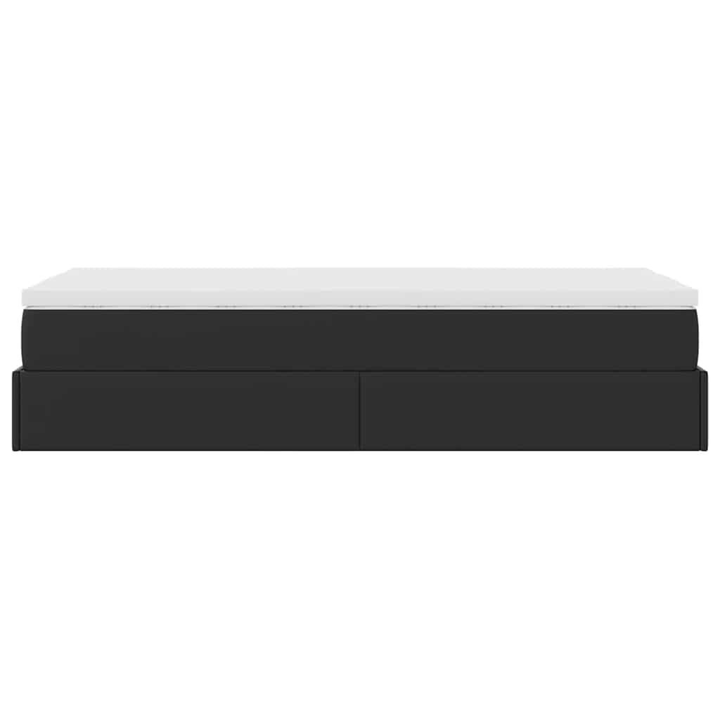 vidaXL Οθωμανικό κρεβάτι με στρώμα Μαύρο 80x200cm Faux Leather