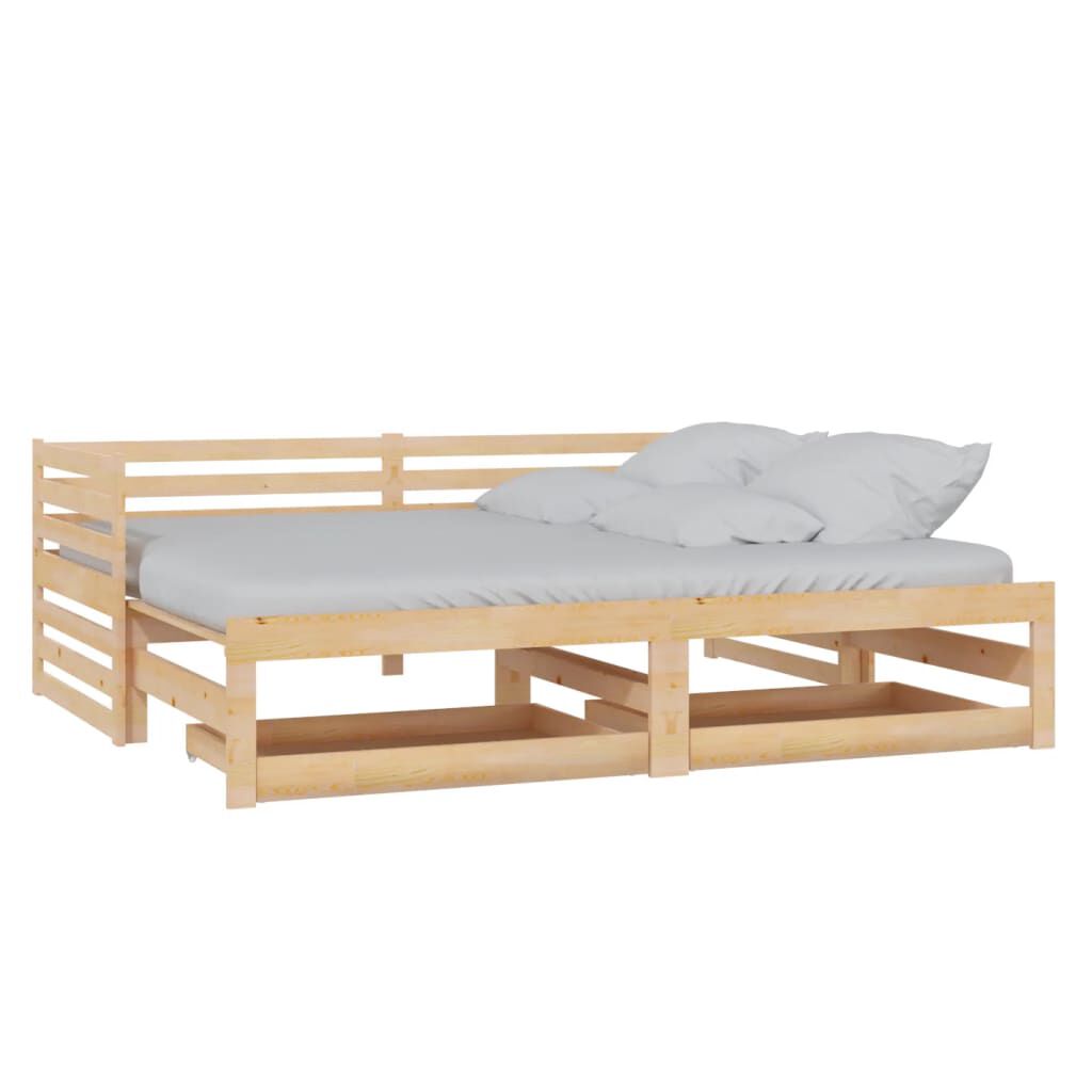 vidaXL Καναπές Κρεβάτι Συρόμενος 2x(90x200) εκ. από Μασίφ Ξύλο Πεύκου