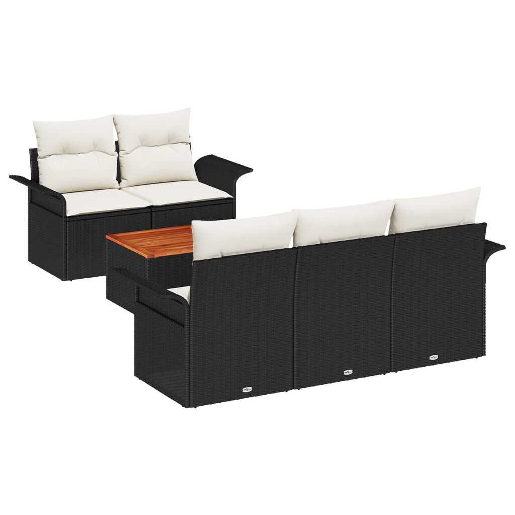 vidaXL Σετ Καναπέ Κήπου 6 pcs Μαύρο και Κρέμα 55 x 55 x 37 εκ