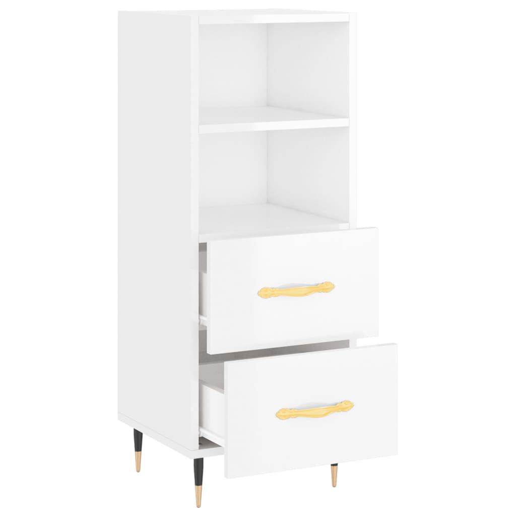 vidaXL Ντουλάπι Γυαλιστερό Λευκό 34,5x34x90 εκ. Επεξεργασμένο Ξύλο