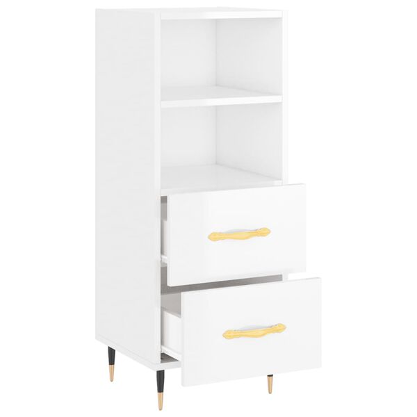 vidaXL Ντουλάπι Γυαλιστερό Λευκό 34,5x34x90 εκ. Επεξεργασμένο Ξύλο
