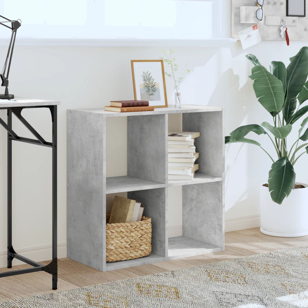 vidaXL Βιβλιοθήκη Γκρι Σκυροδέματος 68,5x32x68,5 εκ. Επεξεργ. Ξύλο