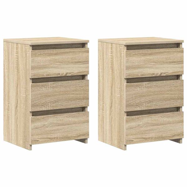 vidaXL Κομοδίνα 2 τεμ. Sonoma Δρυς 40 x 35 x 62,5 εκ. από Επεξ. Ξύλο