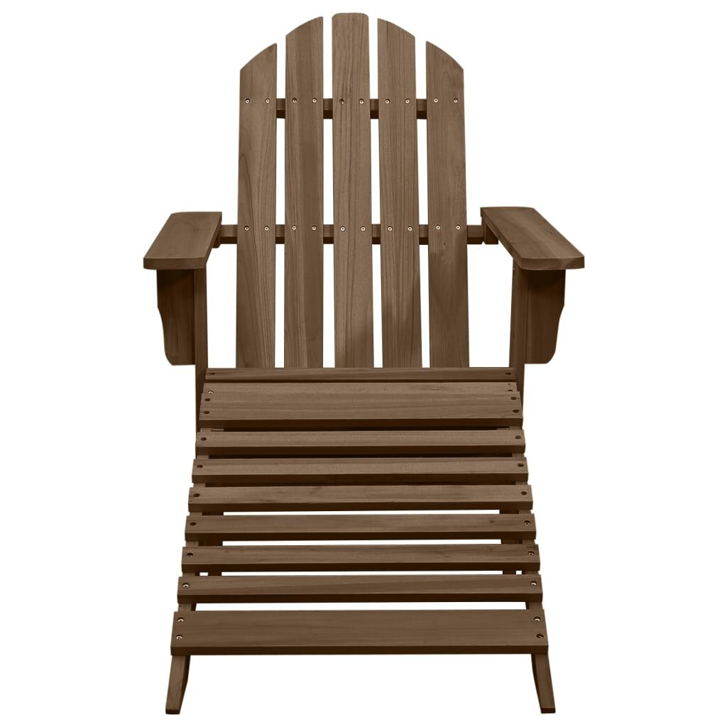 vidaXL Καρέκλα Κήπου Adirondack Καφέ με Ottoman & Τραπέζι Ξύλο Ελάτης