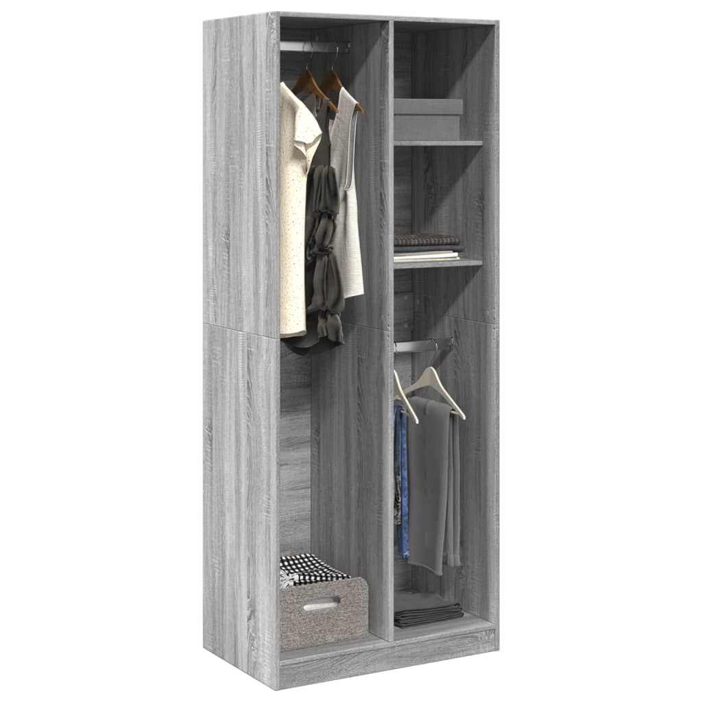 vidaXL Ντουλάπα Γκρι Sonoma 80x50x200 εκ. από Επεξεργασμένο Ξύλο