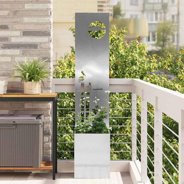 vidaXL Οθόνη Ιδιωτικότητας Κήπου Ασημί 32 x 140 εκ. Ανοξείδωτο ατσάλι