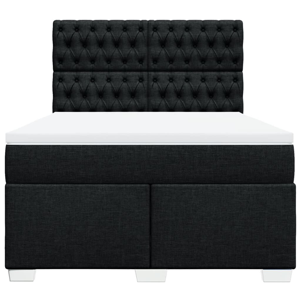 vidaXL Κρεβάτι Boxspring με Στρώμα Μαύρο 160x200 εκ. Υφασμάτινο