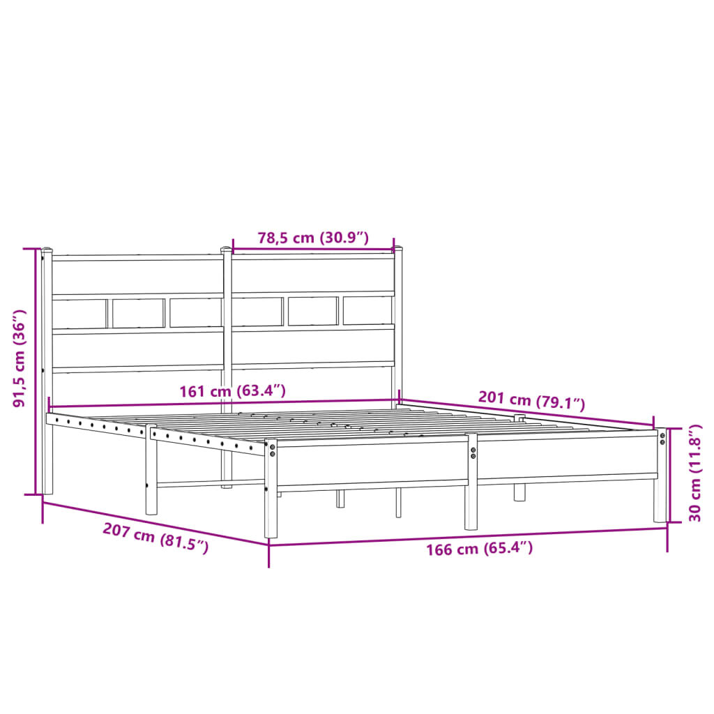 vidaXL Πλαίσιο Κρεβατιού Χωρ. Στρώμα Sonoma Δρυς 160x200 εκ. Επ. Ξύλο