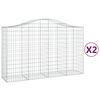 vidaXL Συρματοκιβώτια Τοξωτά 2 τεμ. 200x50x120/140 εκ. Γαλβαν. Ατσάλι