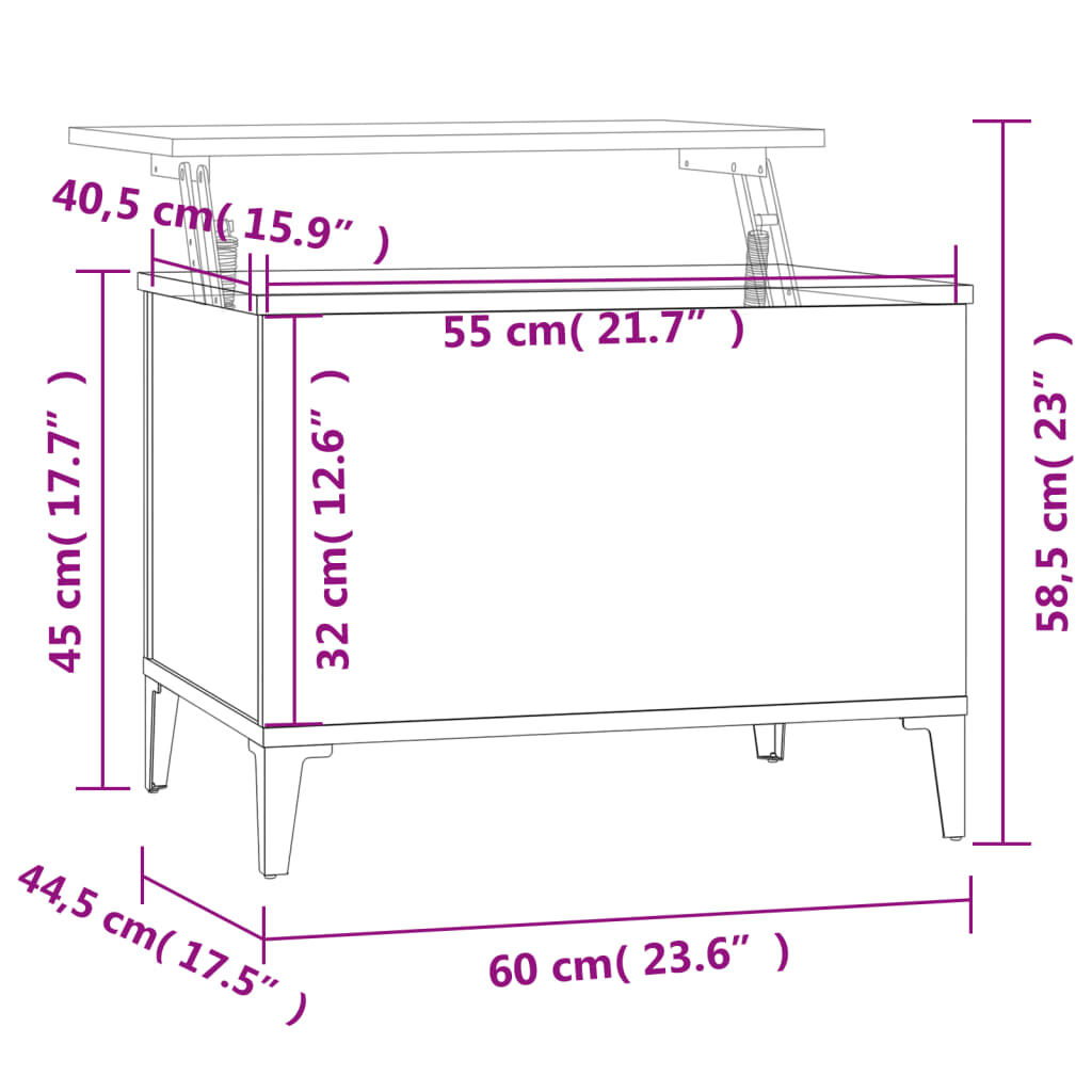 vidaXL Τραπεζάκι Σαλονιού Γκρι Sonoma 60x44,5x45εκ. Επεξεργασμένο Ξύλο