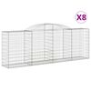 vidaXL Συρματοκιβώτια Τοξωτά 8 τεμ. 300x50x100/120 εκ. Γαλβαν. Ατσάλι