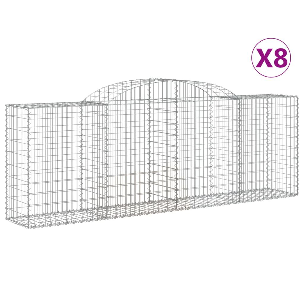 vidaXL Συρματοκιβώτια Τοξωτά 8 τεμ. 300x50x100/120 εκ. Γαλβαν. Ατσάλι