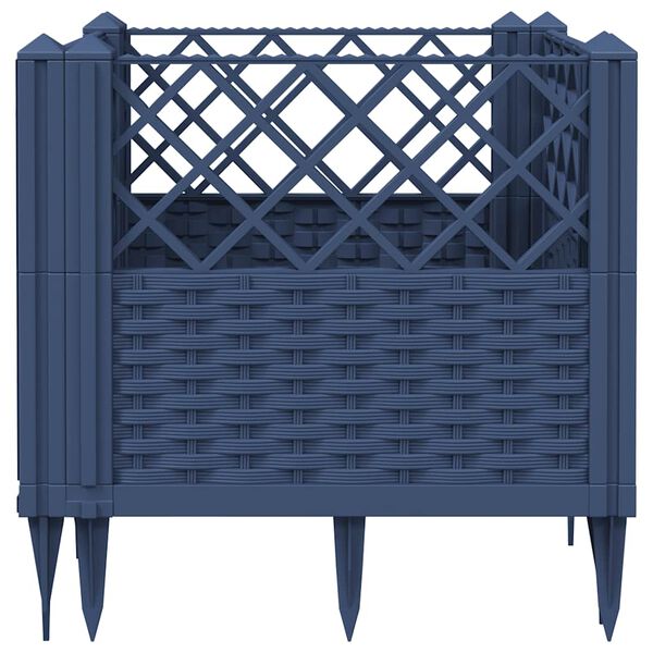 vidaXL Ζαρντινιέρα με Πασσάλους Μπλε Γκρι 43,5x43,5x43,5 εκ. Πολυπροπυλένιο