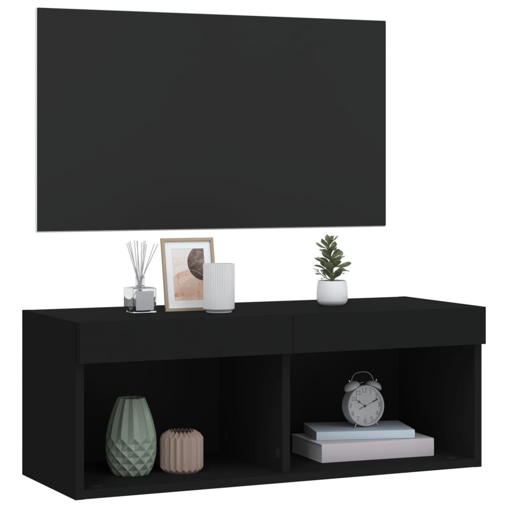 vidaXL Έπιπλο Τηλεόρασης με LED Μαύρο 80 x 30 x 30 εκ.